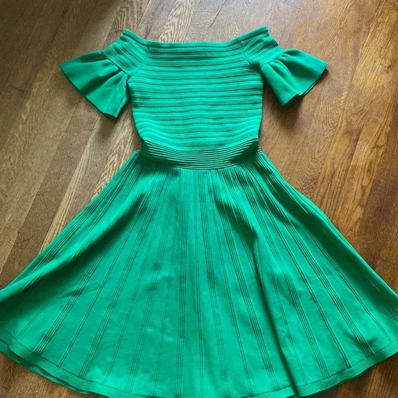 green emerald velvet dress Kelly Green Floral Lurex Chiffon Flowy Mini Dress main image 1